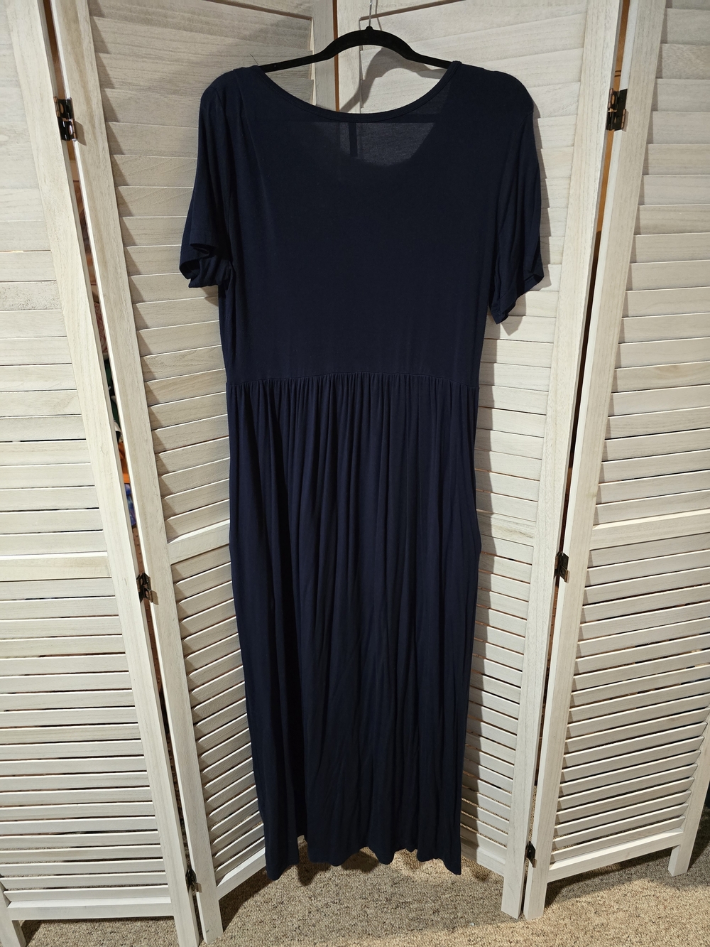 Classic Navy Short-Sleeve Maxi Dress - Picture 4 of 4